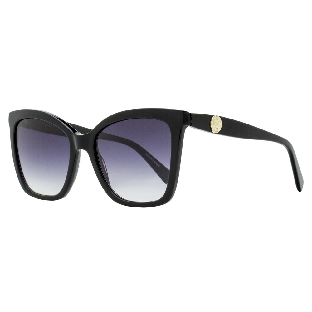 Longchamp Black Cat-Eye Sunglasses with Gradient Purple-Gray Lenses